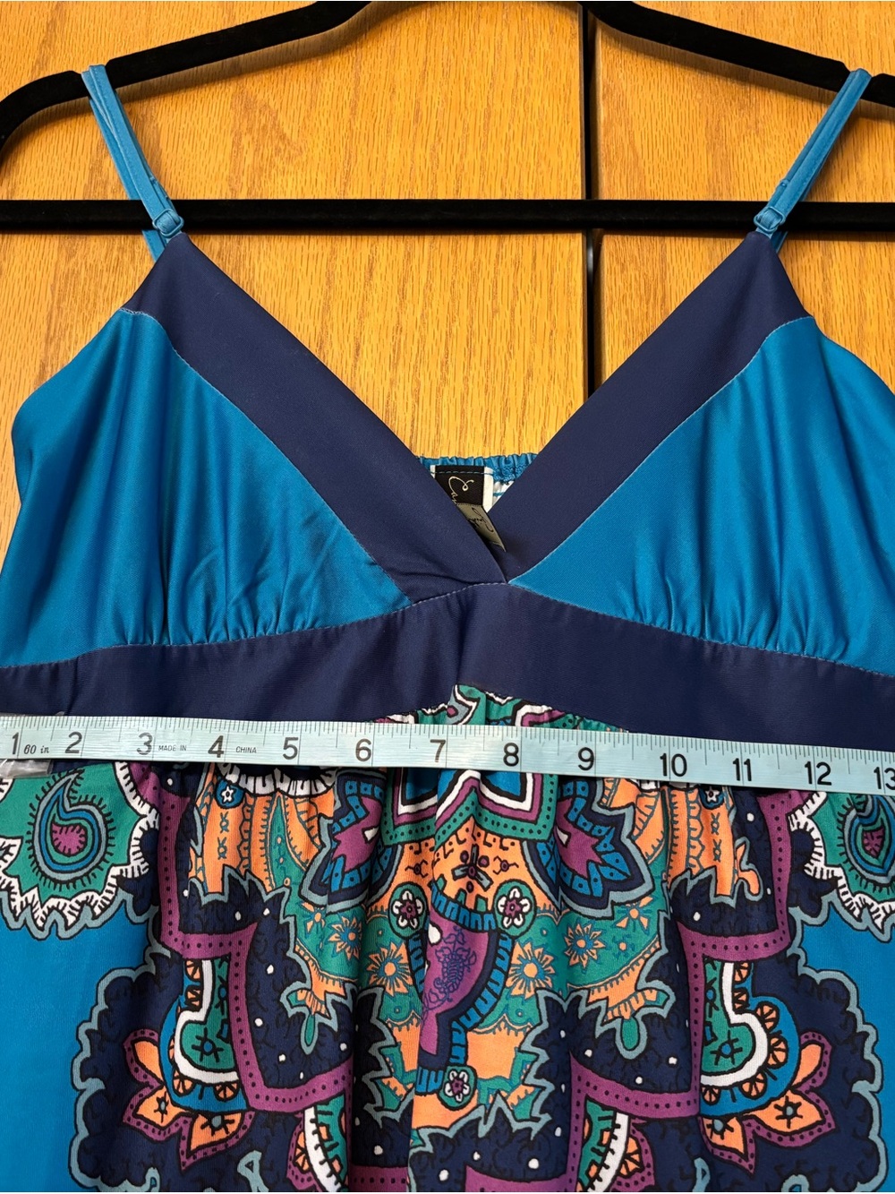 Miilla Clothing Teal Maxi Slip Dress with Paisley Print - Picture 5 of 9